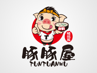 豚豚屋日式餐廳動物卡通吉祥物標(biāo)志logo設(shè)計(jì)